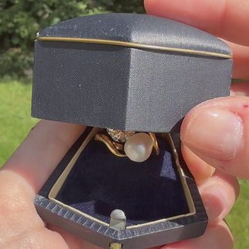 Natural pearl & diamond ring