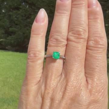 Colombian emerald engagement ring
